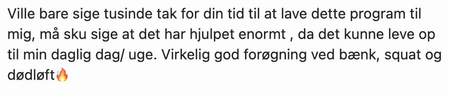 Klientbesked om resultater med Rattenborg Coachings online forløb