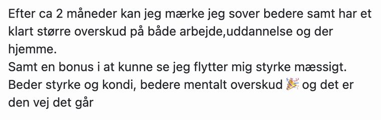 Klientbesked: sover bedre og har fået større overskud på arbejde og derhjemme efter to måneders online forløb